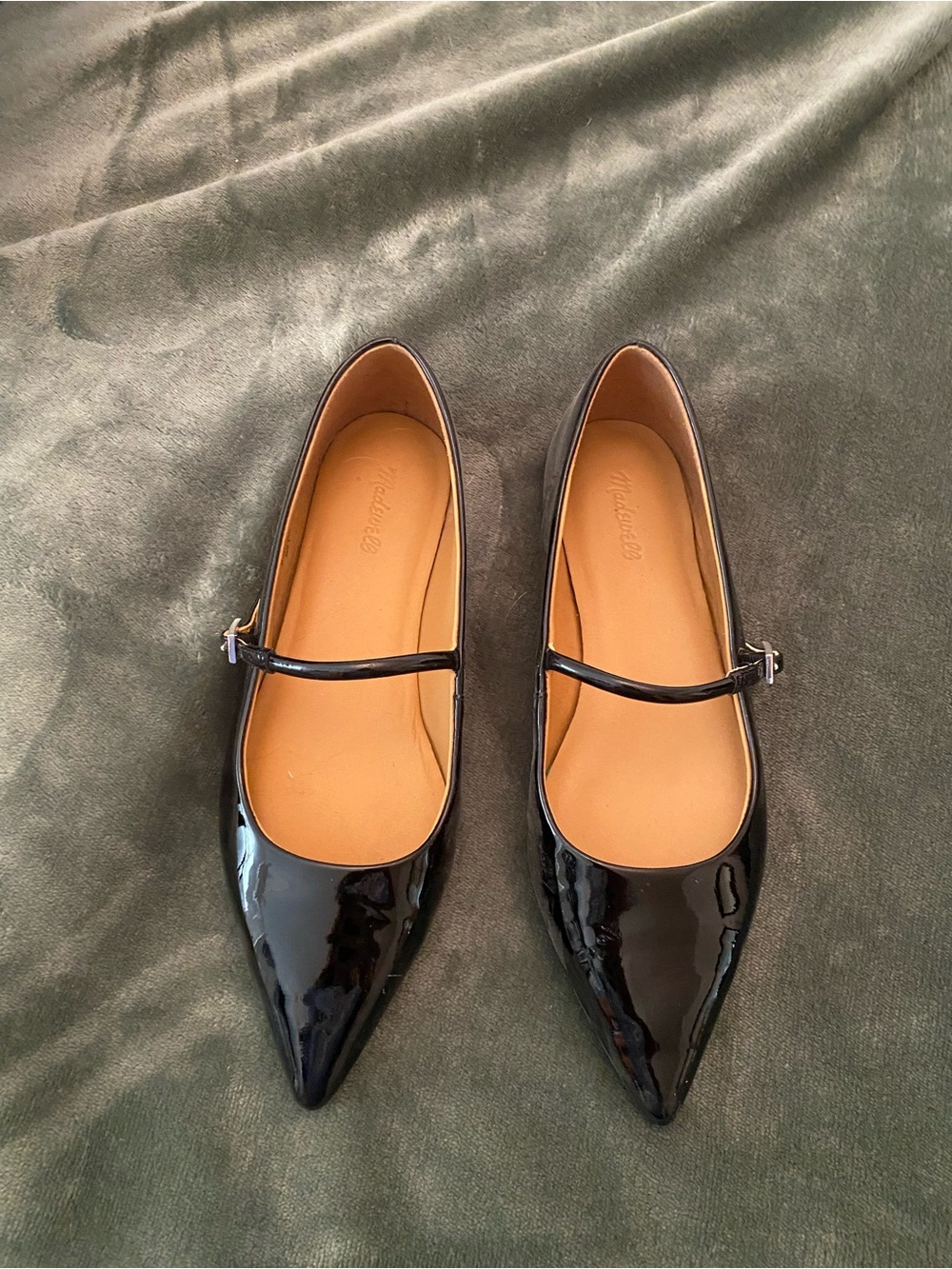 Madewell Black Patent Pointed Mary Jane Flats